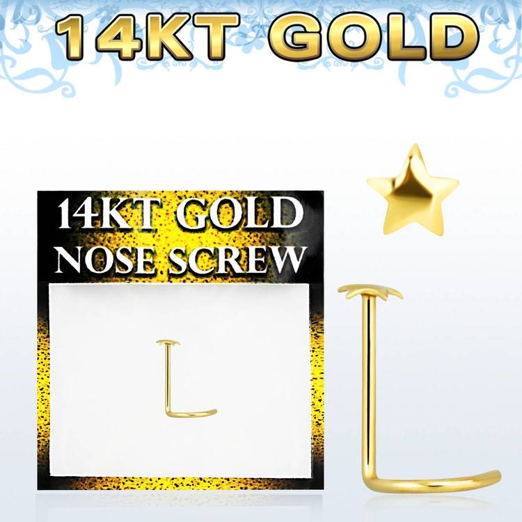 Nässmycke "nose screw" 0.6mm i 14 karat guld med stjärna