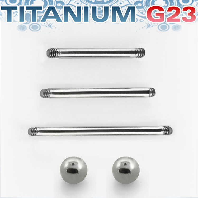 Titanium barbell 1.6mm med 6mm kulor - läksmycke för tungpiercing