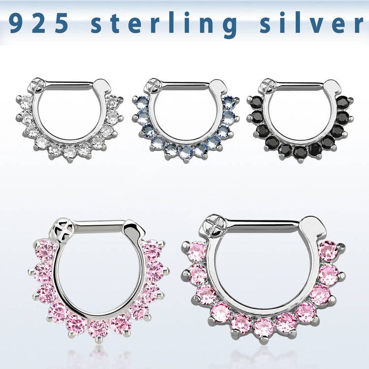 Septum clicker i 925-silver - CZ stenar 1.6mm