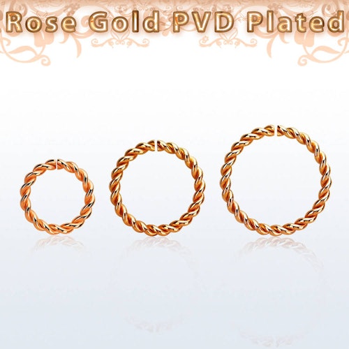 PVD-Pläterad roséguld sömlös ring twistad design 1.2mm
