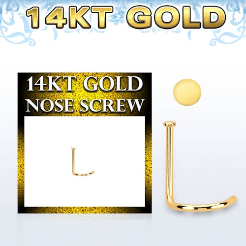 Nässmycke "nose screw" 14 karat guld - 1mm platt topp