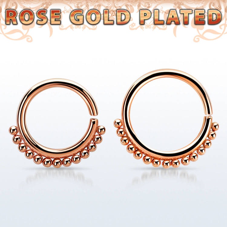 Septumring - sömlös ring 1.2mm roséguld med små kulor