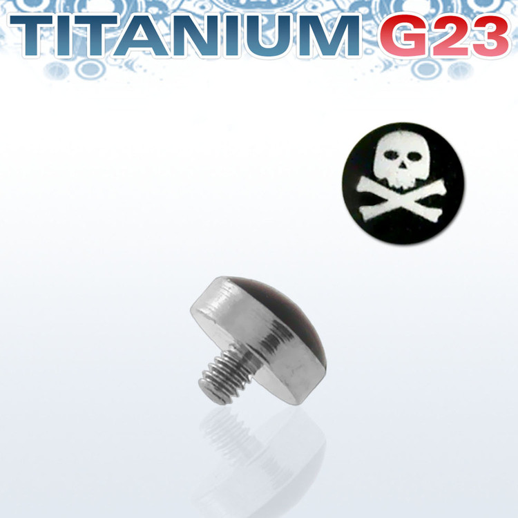 Titanium dermal piercing 1.2mm med dödskalle