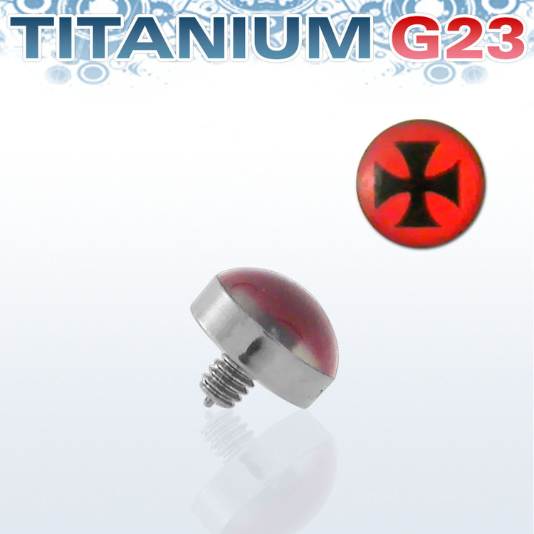 Titanium dermal piercing 1.2mm med järnkors
