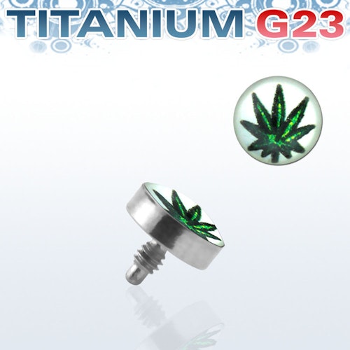 Titanium dermal piercing 1.2mm med marijuanablad