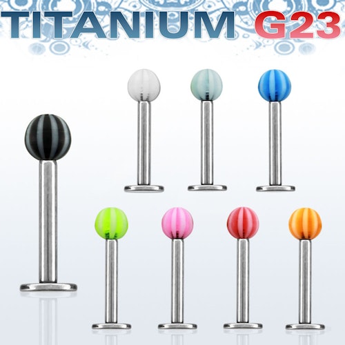 Titanium Labret / Monroe 1.2mm med 3mm beach ball