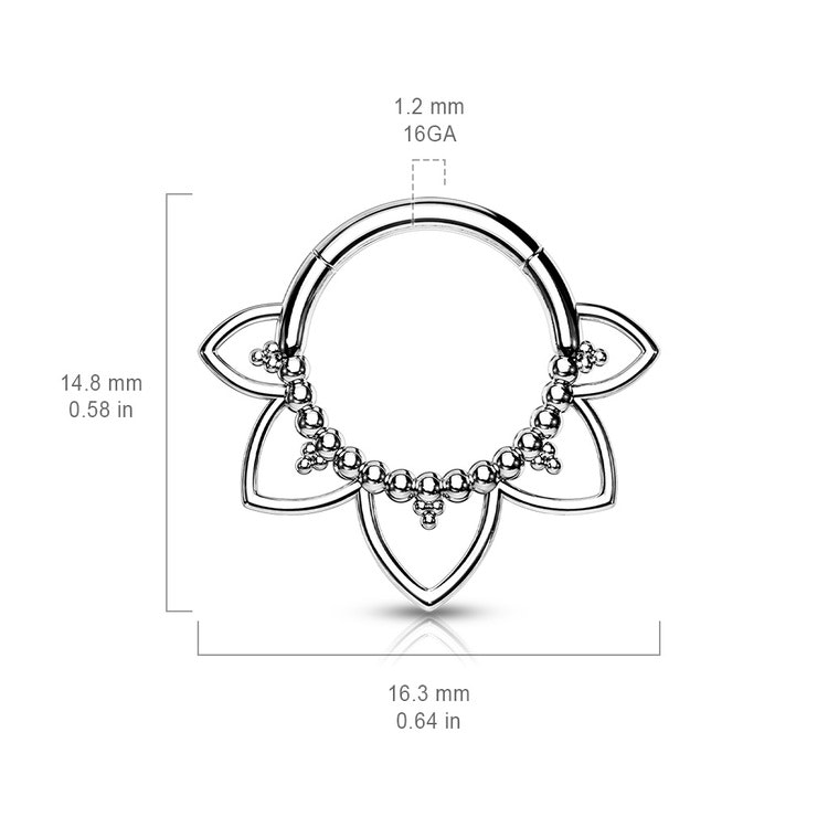 Septum segmentring med gångjärn 1.2mm med filigran