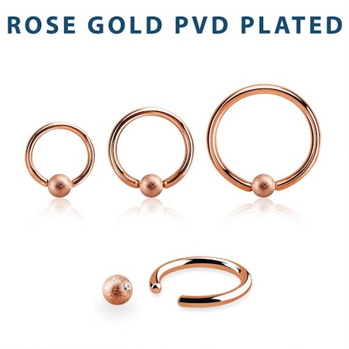 PVD-Pläterad BCR 1.6mm med 4mm frostad kula roséguld