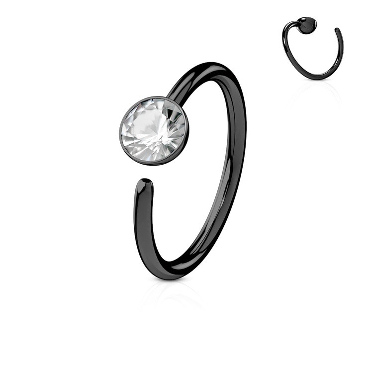 PVD-pläterad näsring 0.8mm med 3mm crystal