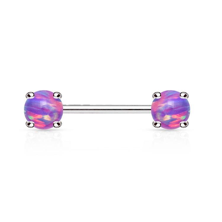 Barbell / Bröstsmycke 1.6mm 12mm med 5mm prong-set opal