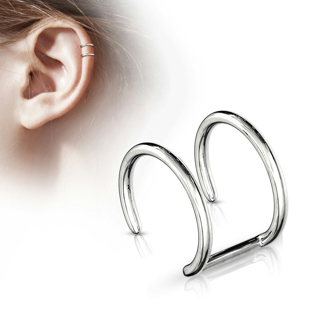 Fake "clip on" smycke med dubbla ringar 1mm Fake Helix Örhänge -  Piercingkungen.se