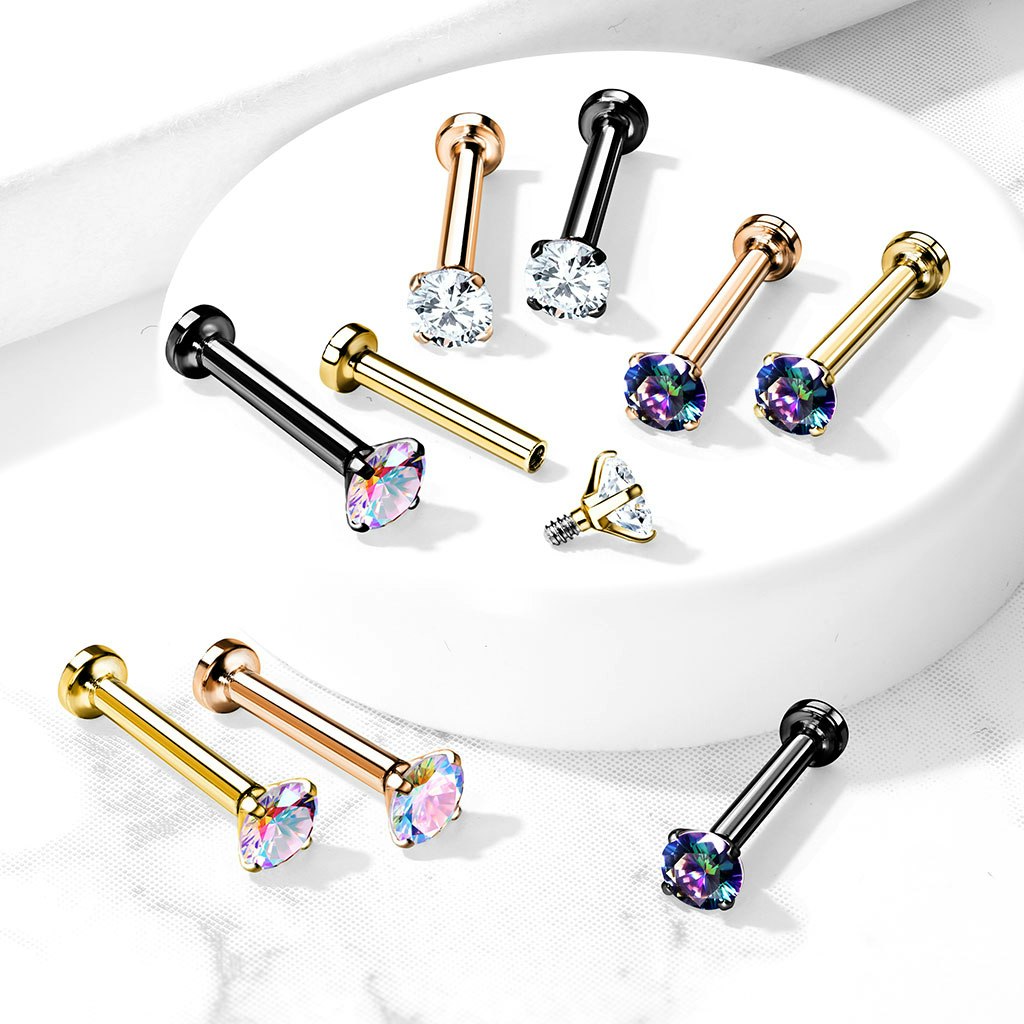 PVD-pläterad Labret / Monroe med prong-set CZ