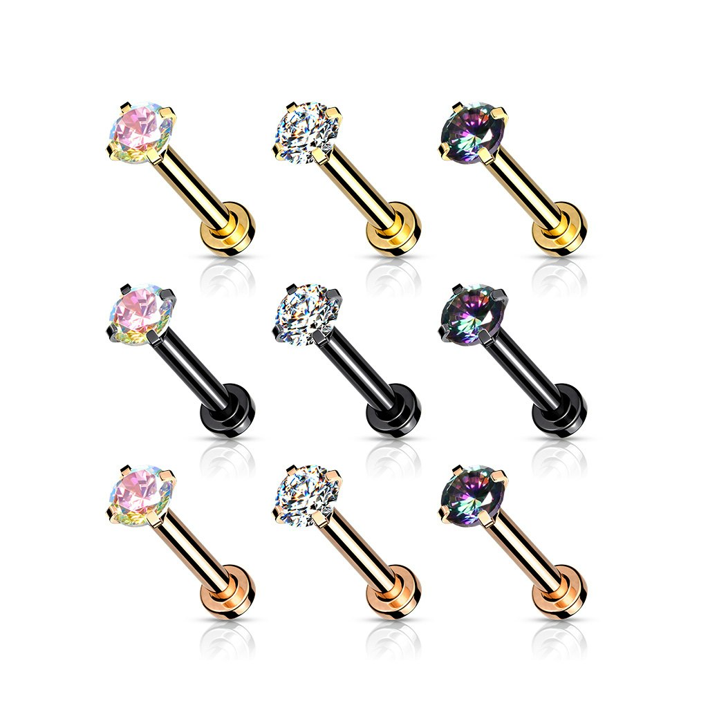 PVD-pläterad Labret / Monroe med prong-set CZ