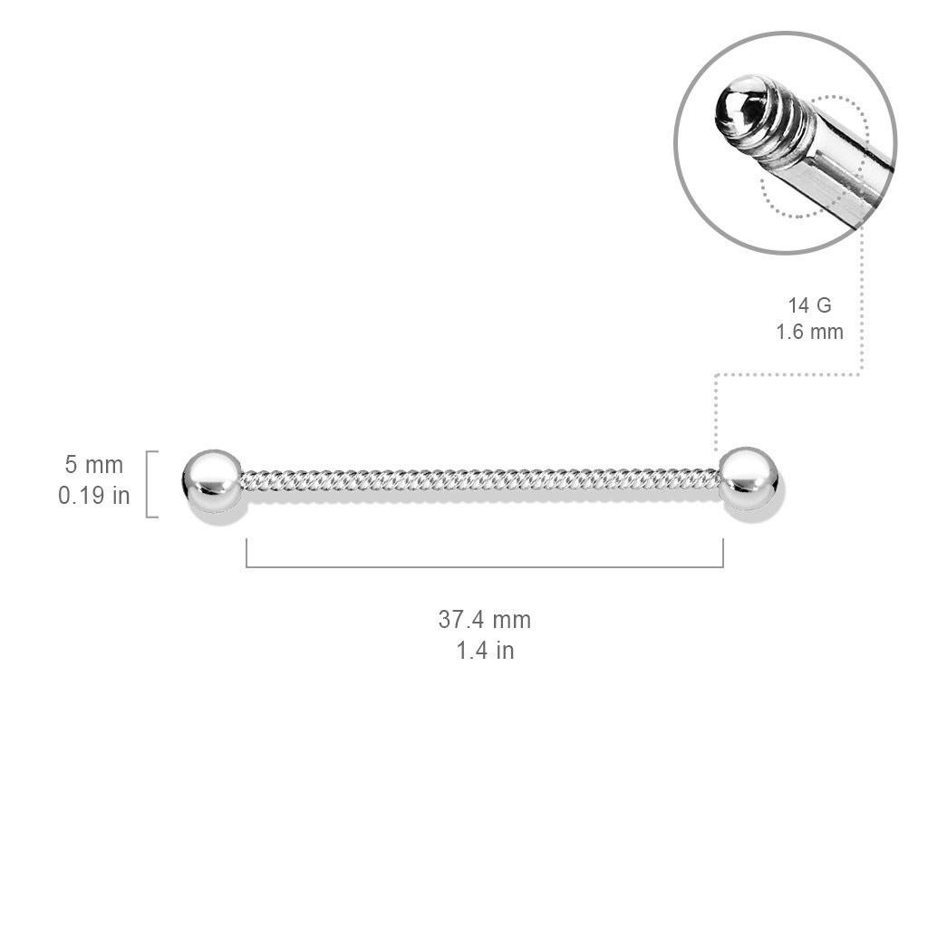 Industrial barbell 1.6mm (38mm) med twistad design