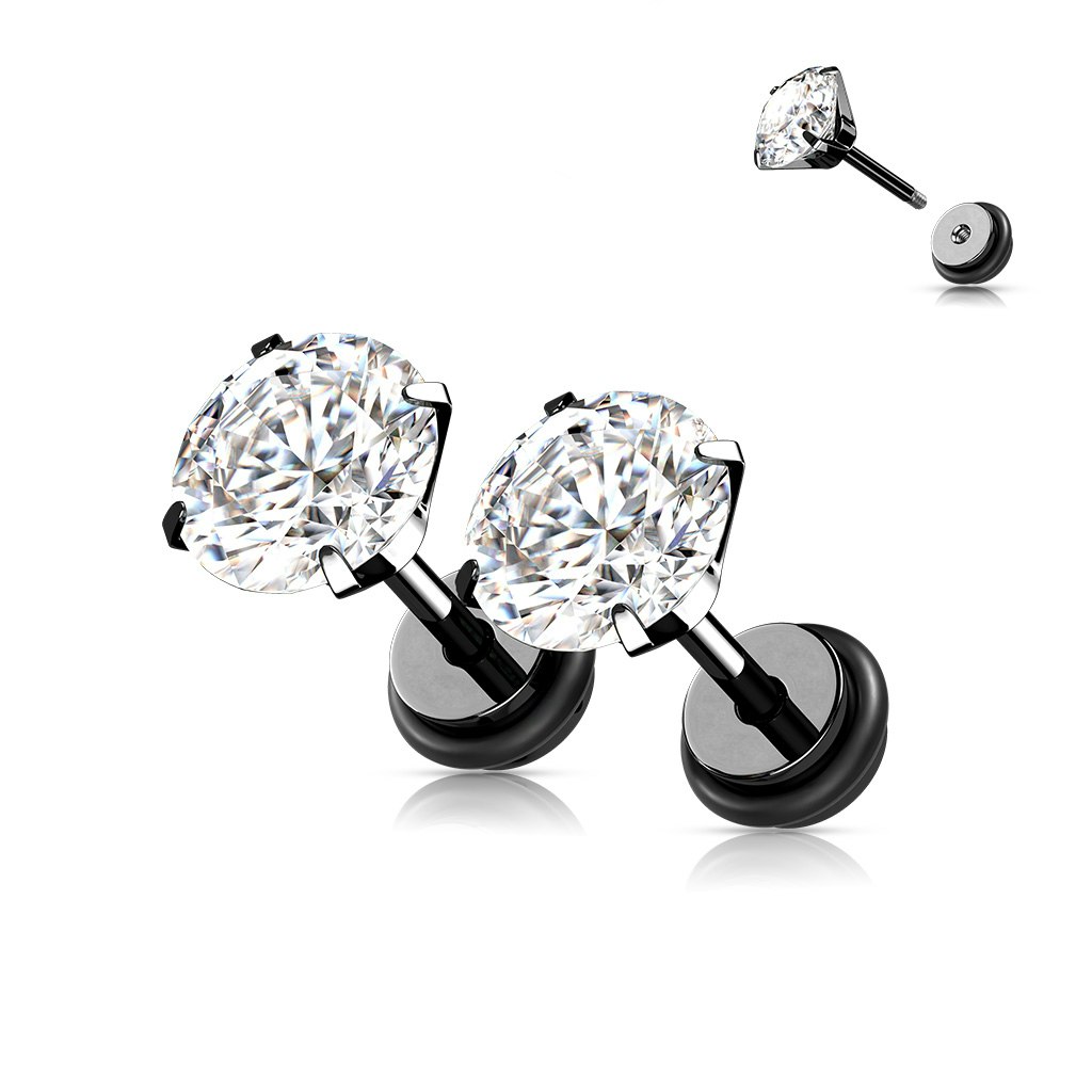 Fakeplugg med "prong-set" cubic zirconia