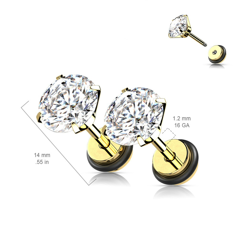 Fakeplugg med "prong-set" cubic zirconia