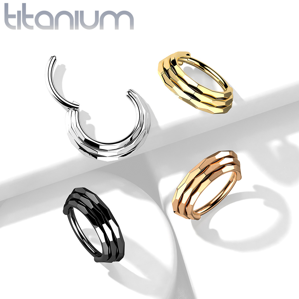 Segmentring i titanium 1.2mm med 3st ringar med fasettslipad kant