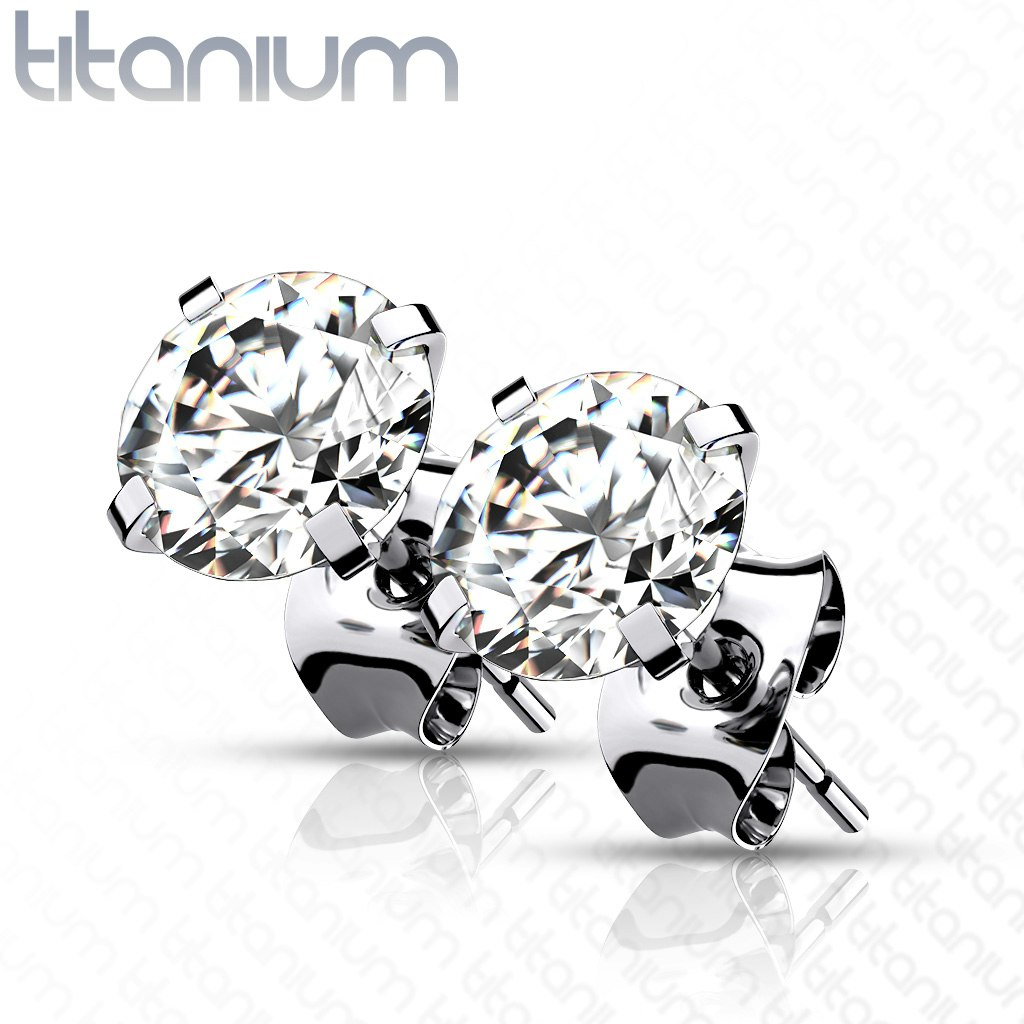 Örhänge i titanium - Cubic zirconia (Par)