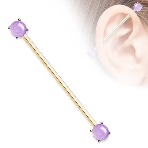 Industrial barbell roséguldpläterad med rund ametist