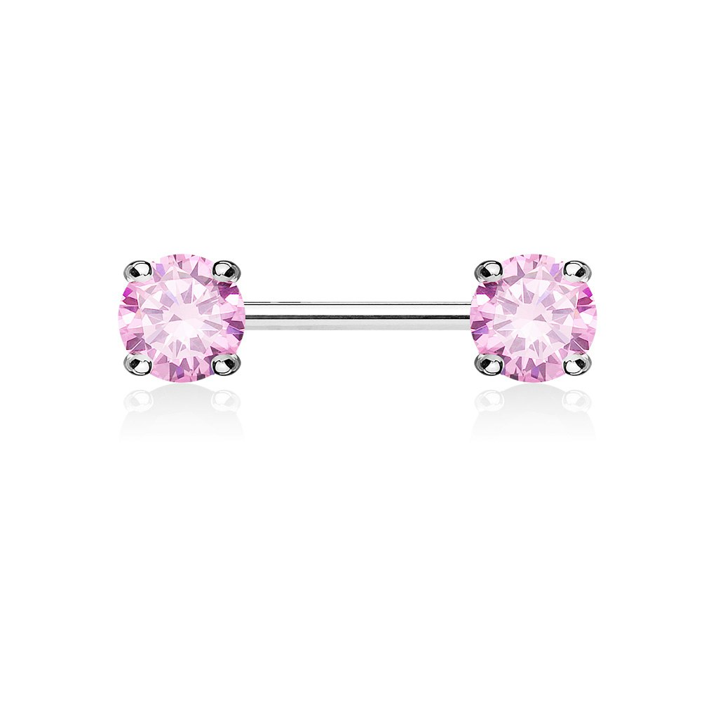 Barbell / Bröstsmycke 1.6mm 14mm med 7mm prong-set CZ