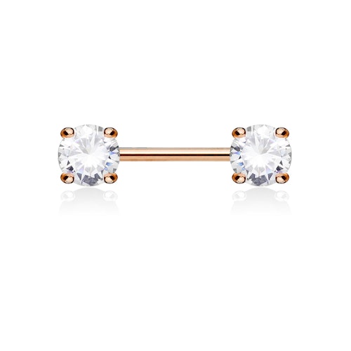 Barbell / Bröstsmycke 1.6mm 12mm med 5mm prong-set CZ