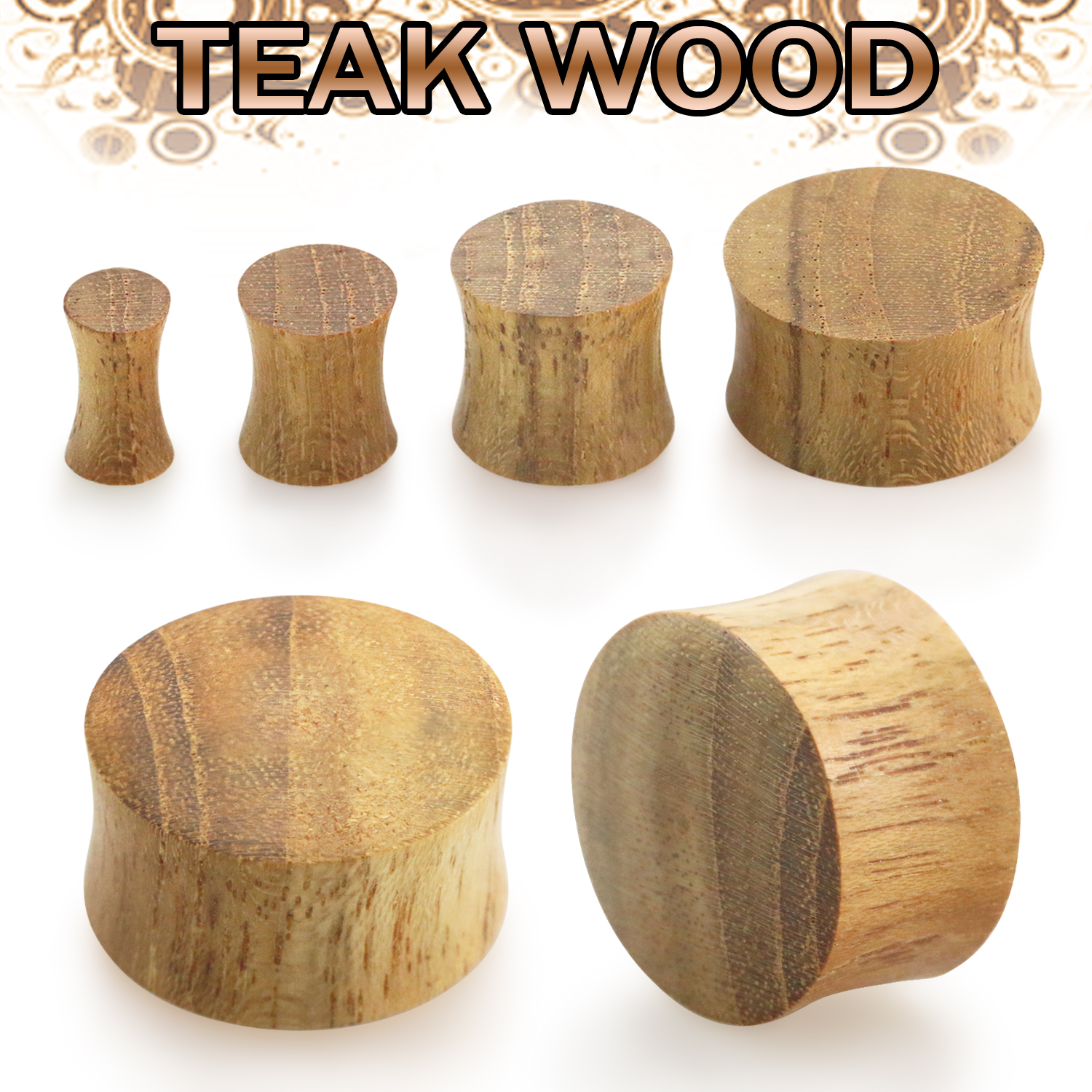 Teak Wood Double Flare Träplugg