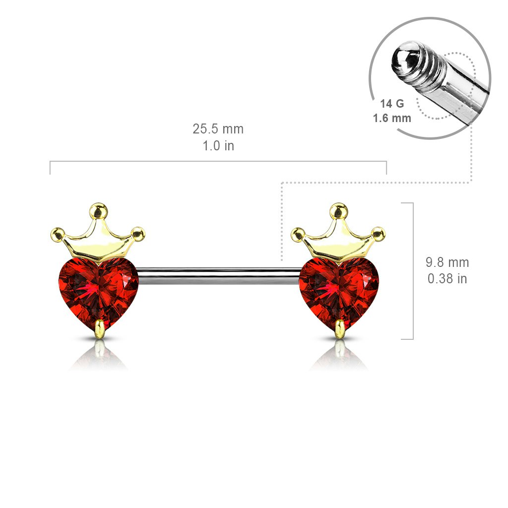 Barbell / Bröstsmycke - Krona med crystal