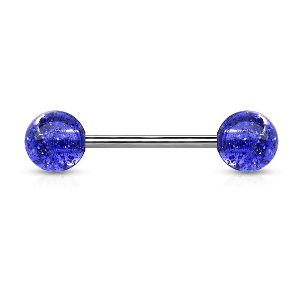 Barbell i titanium 1.6mm med 6mm glitterkulor (16mm)