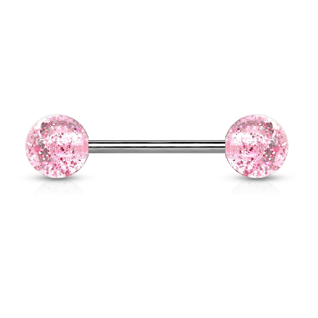 Barbell i titanium 1.6mm med 6mm glitterkulor (16mm)