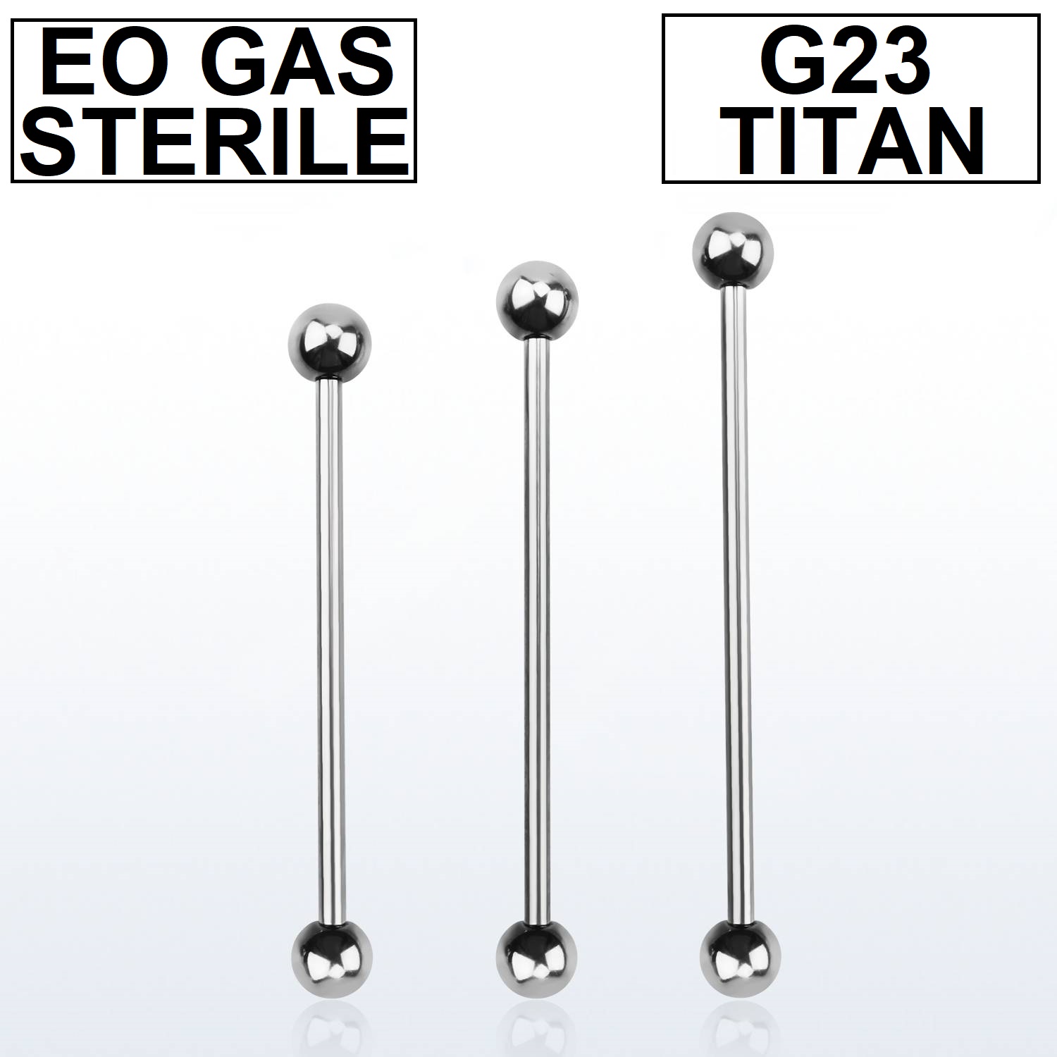Steril titanium industrial barbell 1.6mm med 5mm kulor