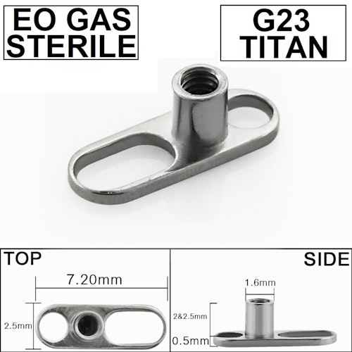 Steril dermal piercing bas i titanium (öppen)