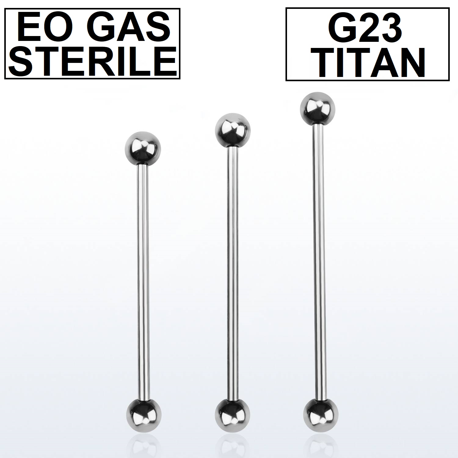 Steril titanium industrial barbell 1.6mm med 4mm kulor