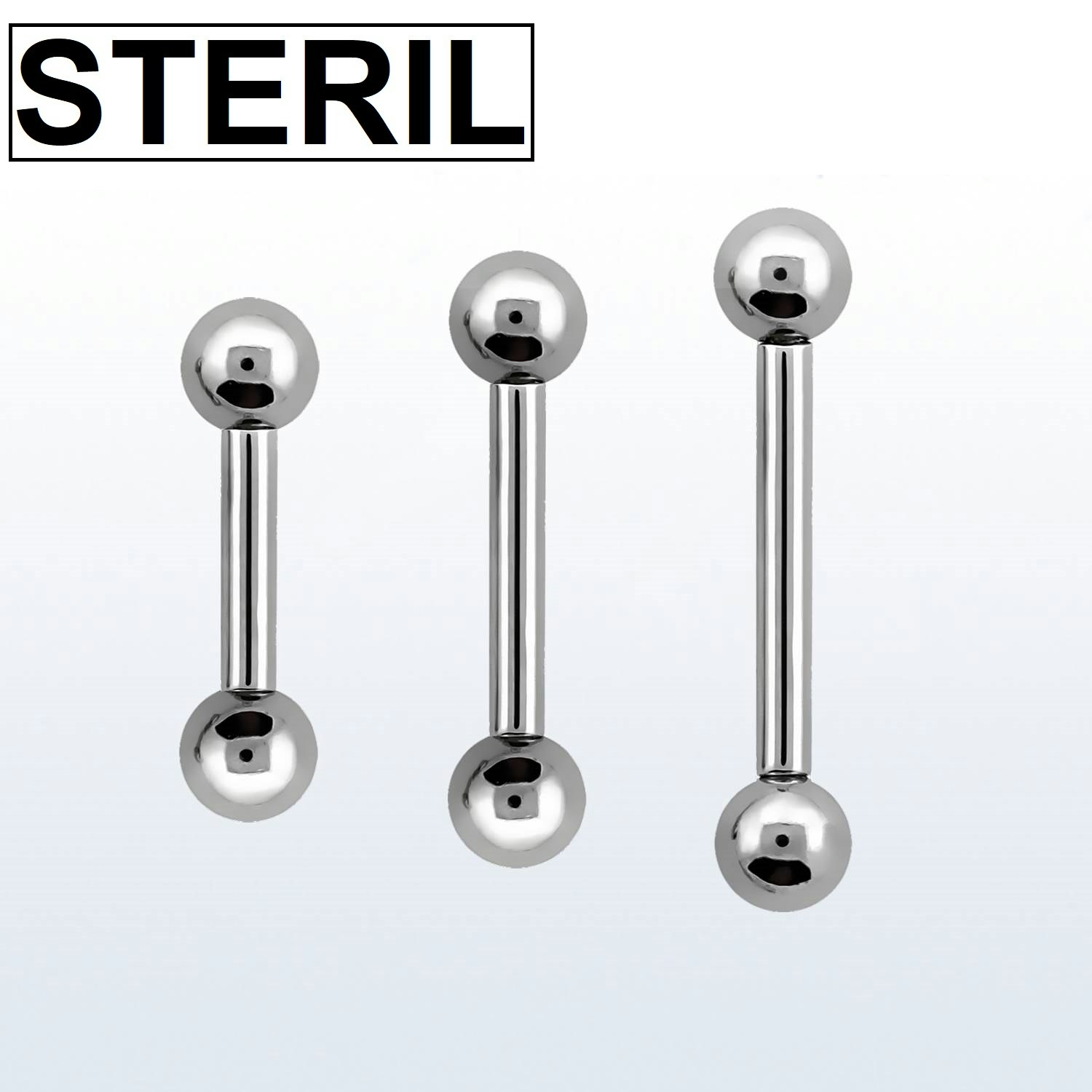 Steril titanium barbell 1.2mm med 3mm kulor