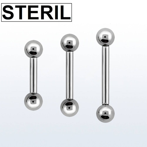 Steril titanium barbell 1.2mm med 3mm kulor
