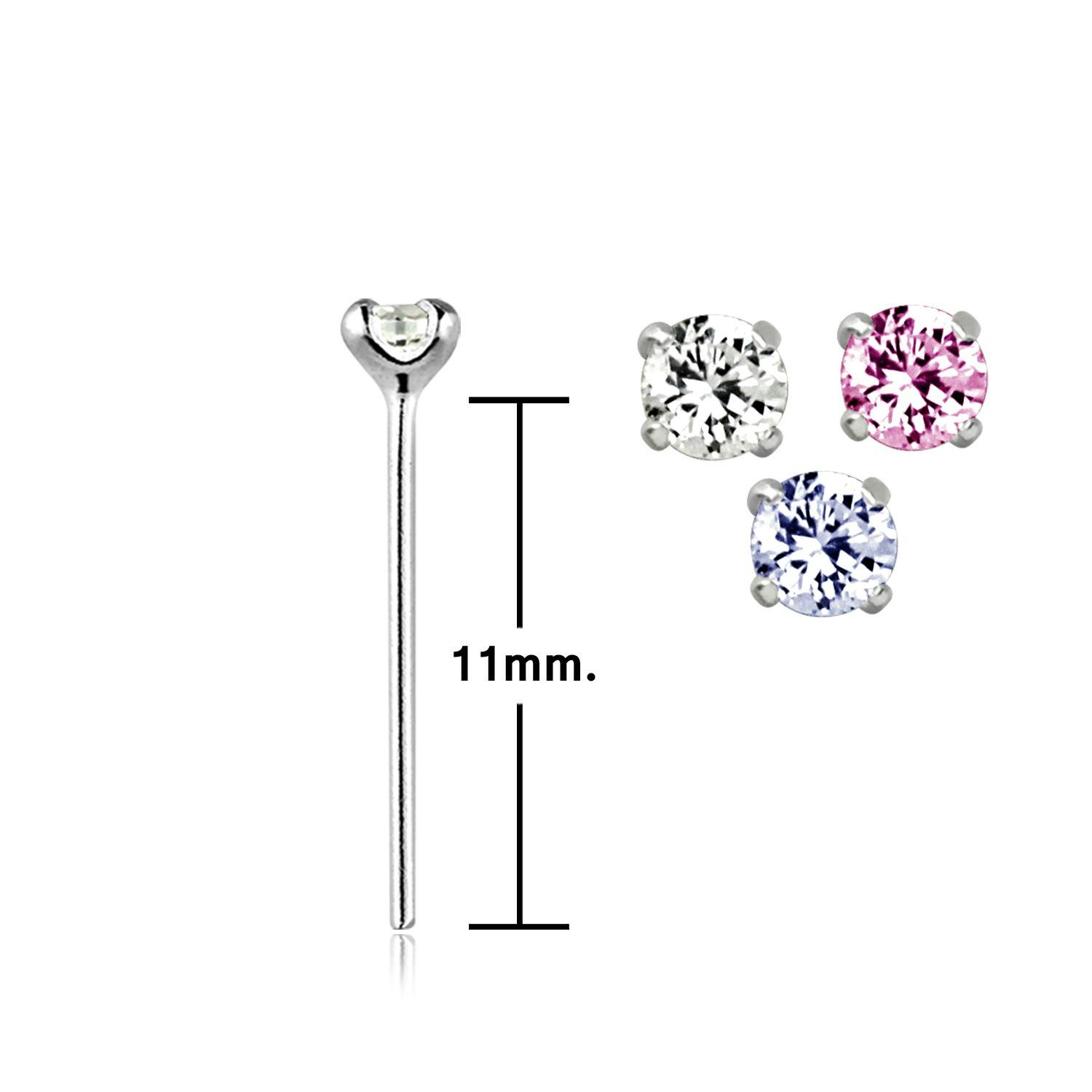 Näspin i 925-silver 0.6mm "böj själv" 1.25mm CZ