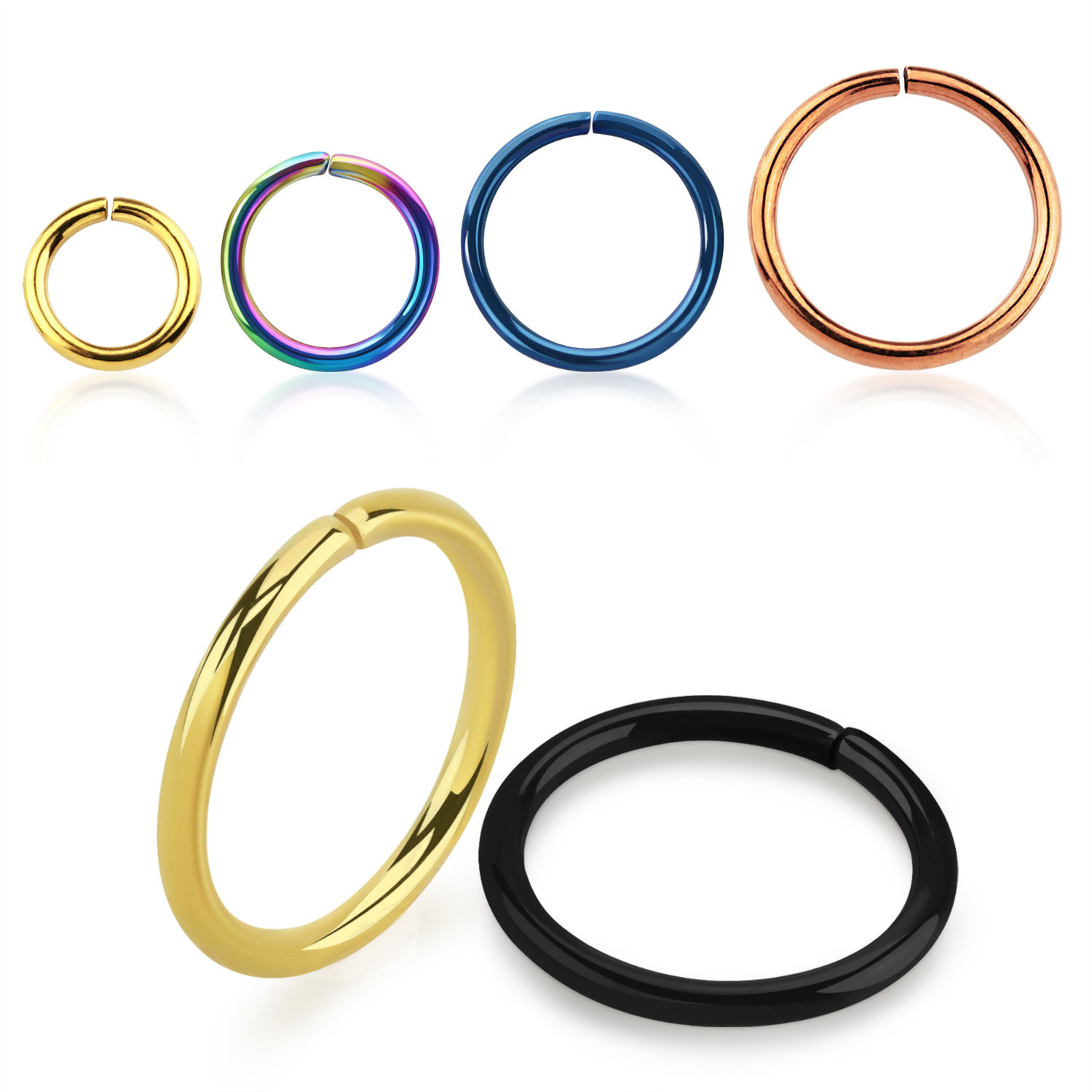 PVD-Pläterad kirurgiskt stål - sömlös / seamless ring 1.2mm