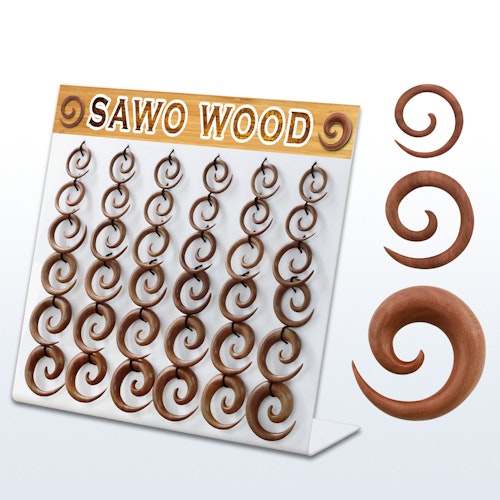 Display med 36st Sawo Wood töjspiral