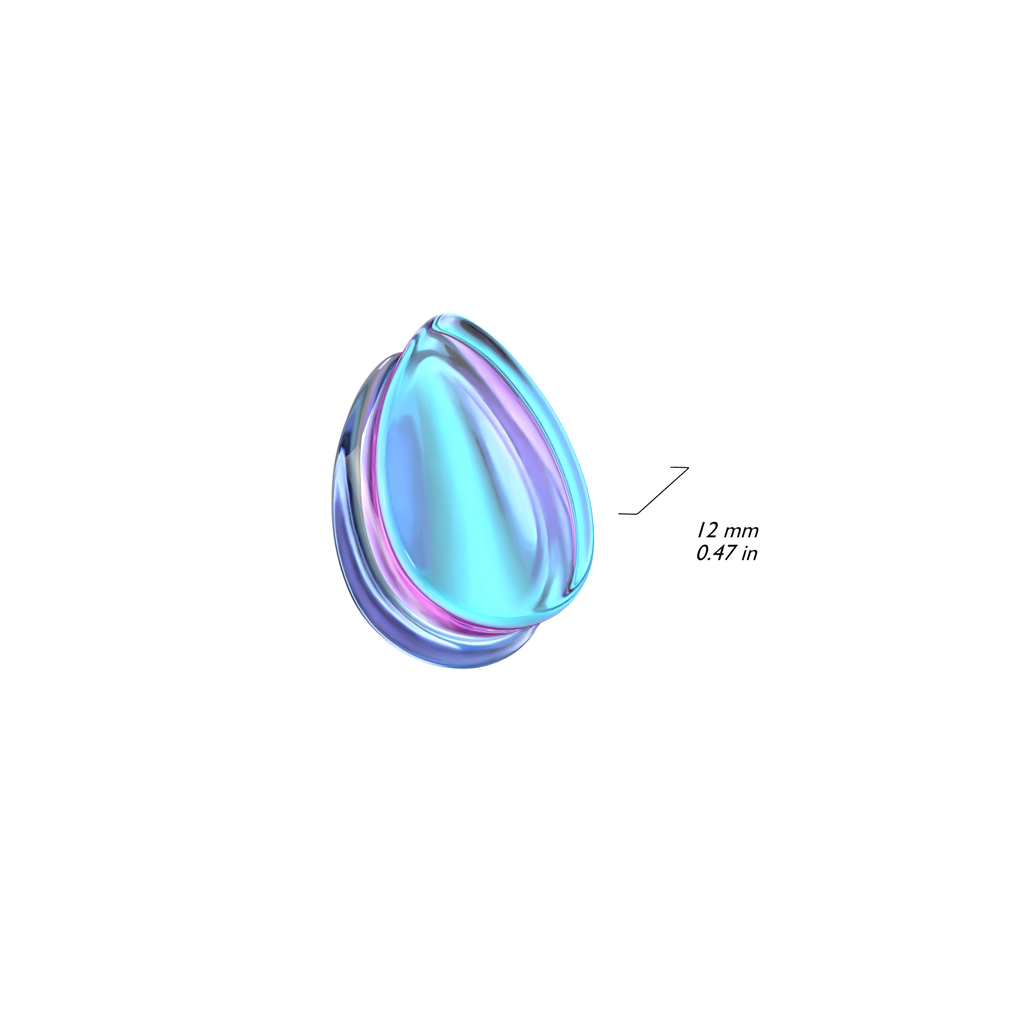 Droppformad glasplugg med iriserande effekt