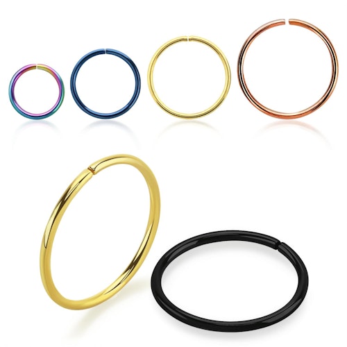 PVD-Pläterad kirurgiskt stål - sömlös / seamless ring 0.8mm