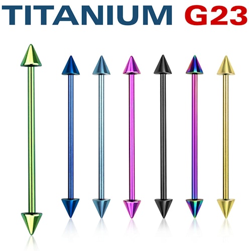 Industrial barbell i PVD-pläterad titanium med 5mm kon