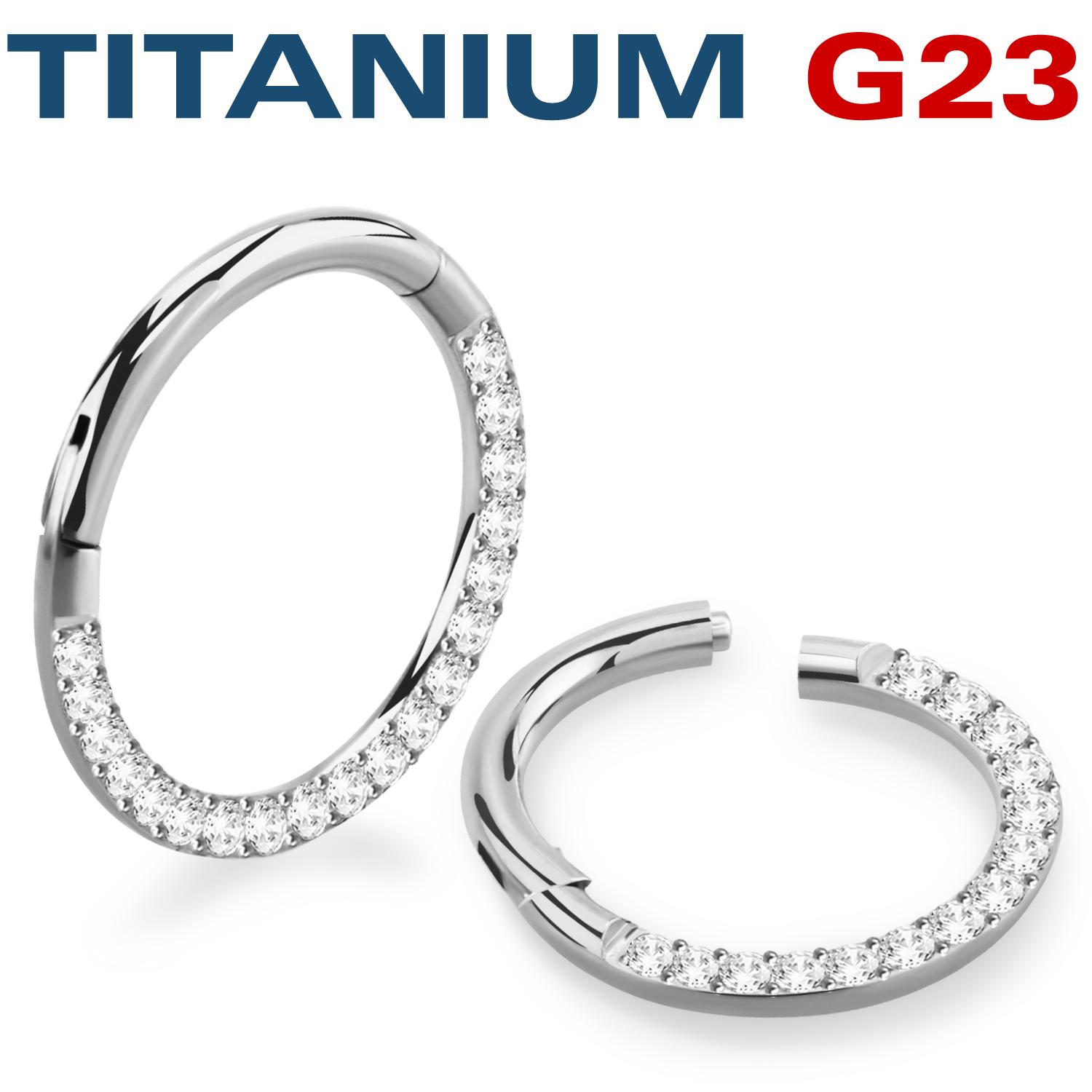 Titanium ring 1.2mm med gångjärn och CZ stenar