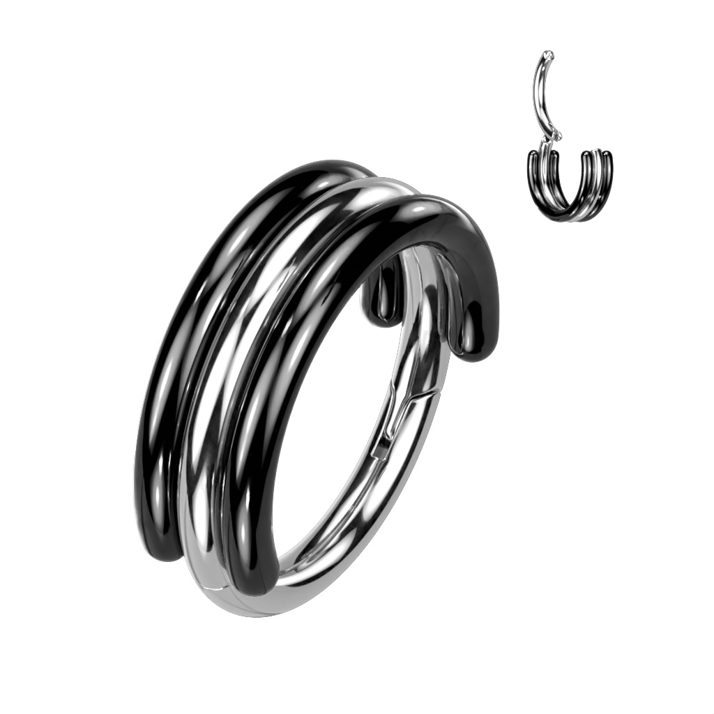Titanium dubbel hoop ring med gångjärn