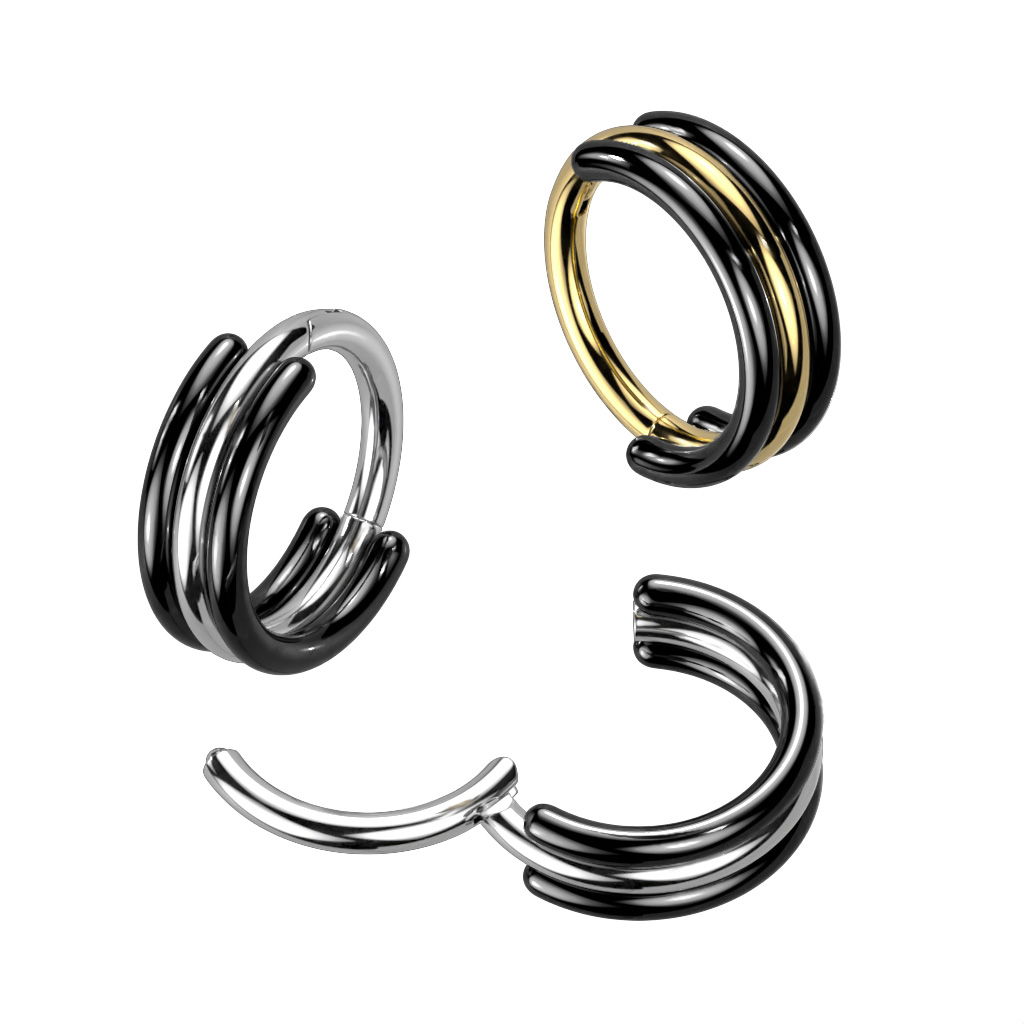 Titanium dubbel hoop ring med gångjärn