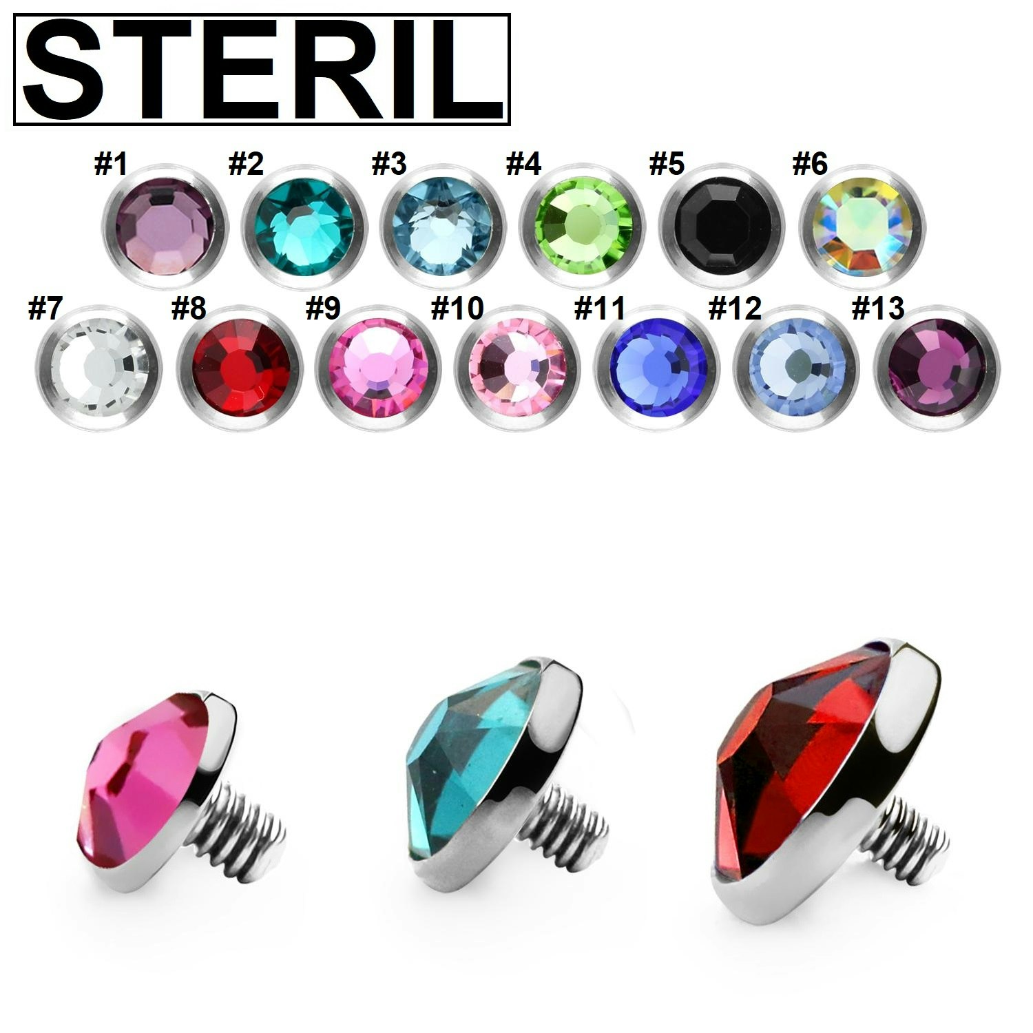 Steril Titanium Dermal topp med crystal