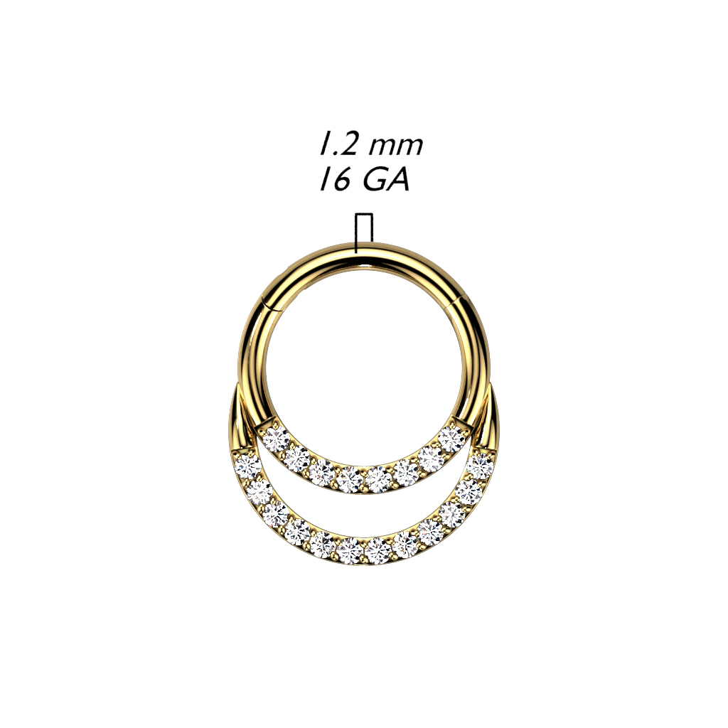 Titanium ring med gångjärn - Dubbla ringar med frontade CZ
