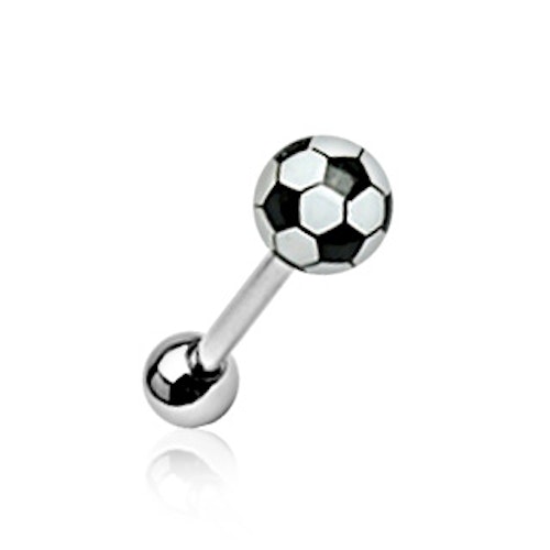 Barbell / tungstav med svart och vit fotboll