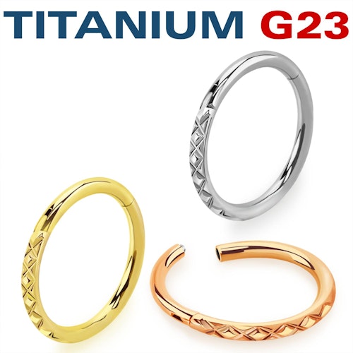 Titanium ring med gångjärn och diamantpräglad ytterkant