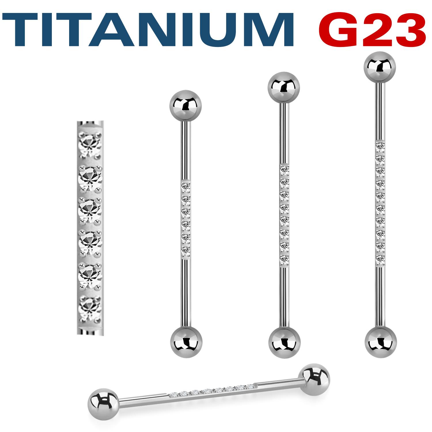 Titanium industrial barbell 1.6mm med 5mm kulor och 1.5mm CZ