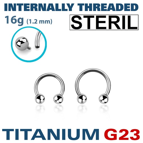 Steril titanium CBR invändigt gängad 1.2mm med 3mm kulor