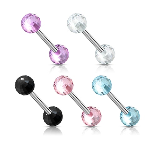 Barbell / tungpiercing med akrylkula "discoboll"